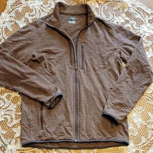 Icebreaker Merino Wool Full Zip Lightweight Layer Jacket Sz Large Brown